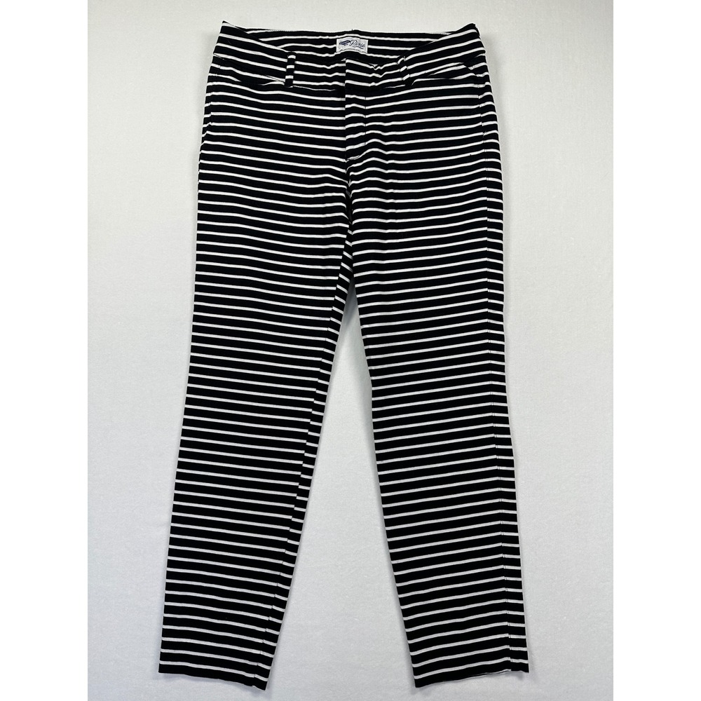 Old‎ Navy Pixie Pant 8 Regular Black White Striped Ankle Chino Workwear Preppy